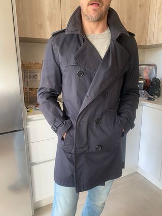 Gabardina Burberry Brit Azul Marino Talla M