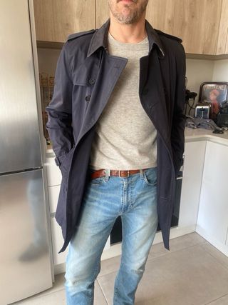 Gabardina Burberry Brit Azul Marino Talla M