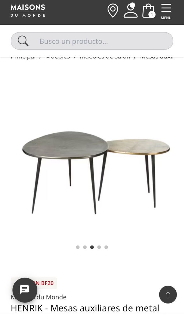 Tavoli Ausiliari in Metallo Nero e Dorato (x2)