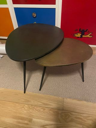 Tavoli Ausiliari in Metallo Nero e Dorato (x2)