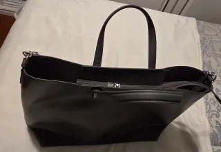 Borsa tote grigia con tracolla