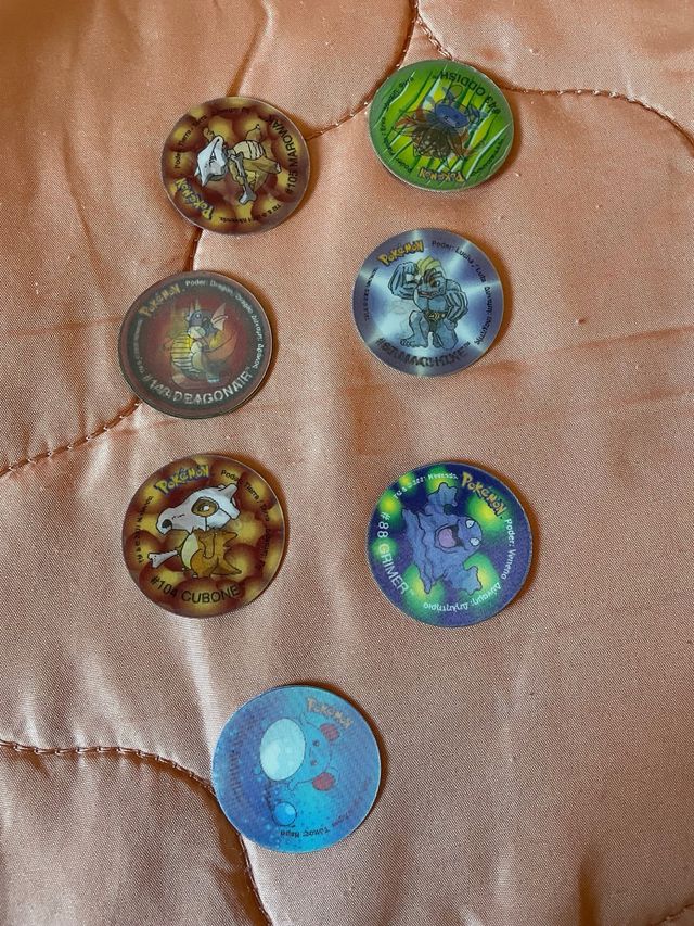 Lote de 7 Tazos Pokémon: Cubone, Dragonair, Grimer
