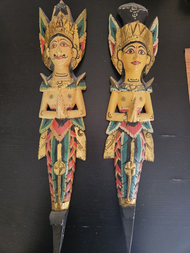 Pareja Esculturas Madera Balinesa 60cm