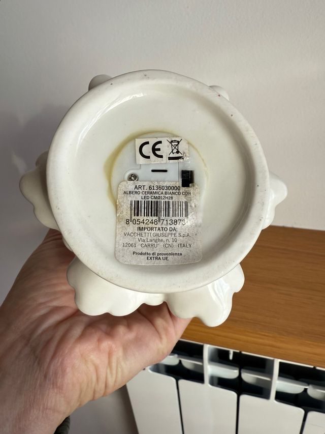 Albero Natale Ceramica Bianca LED