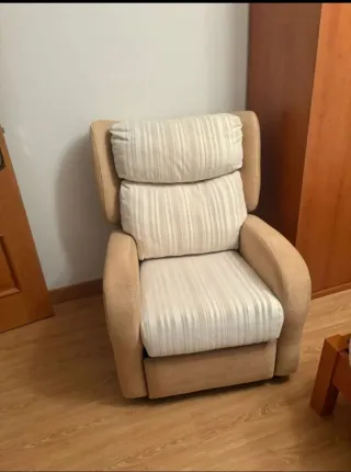Butaca reclinable tela beige