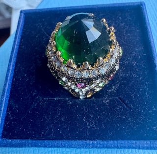 Anillo Swarovski Verde y Dorado