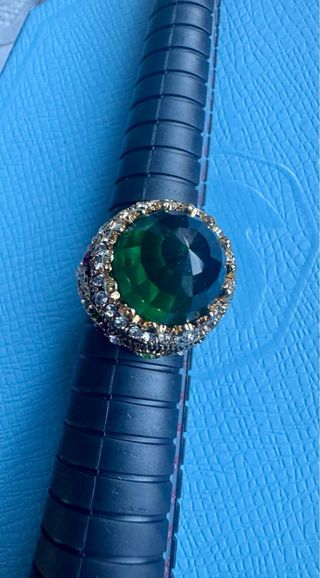 Anillo Swarovski Verde y Dorado