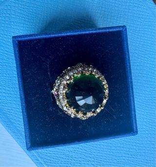 Anillo Swarovski Verde y Dorado