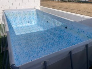 Piscina 4x2 más Bomba Piscina Beige/Negro