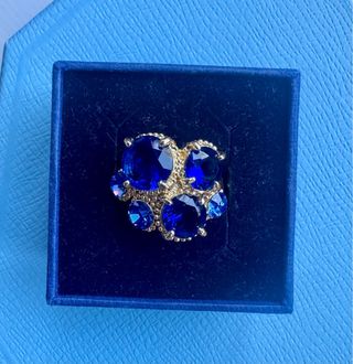 Anillo Swarovski Azul y Dorado