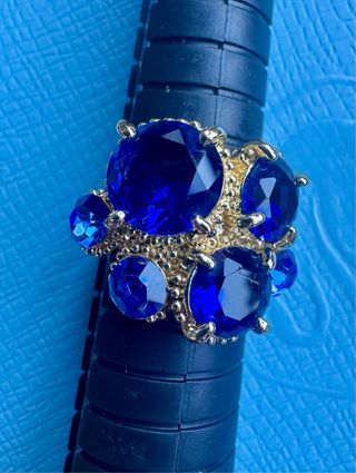 Anillo Swarovski Azul y Dorado