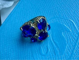 Anillo Swarovski Azul y Dorado