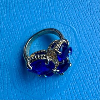 Anillo Swarovski Azul y Dorado