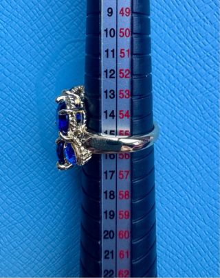 Anillo Swarovski Azul y Dorado