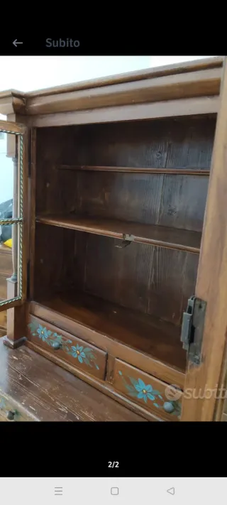 Credenza Arte Povera Legno e Vetro