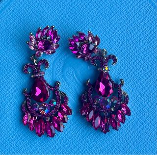 Pendientes Cristales Swarovski Rosa y Morado