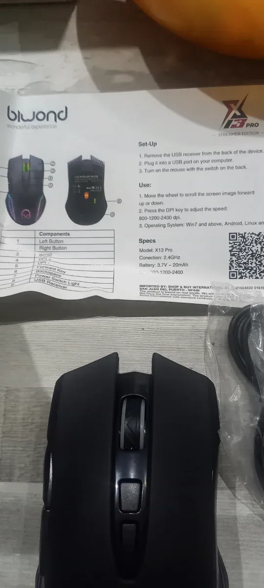 Ratón Gamer RGB Inalámbrico Bluond