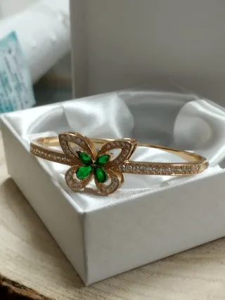 Pulsera Mariposa Acero Dorado Circonitas