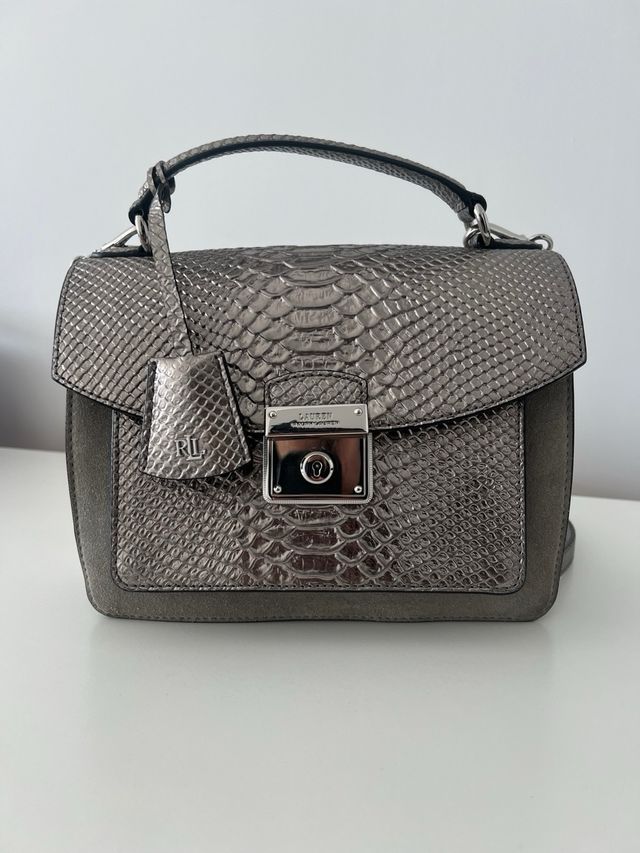 Bolso Piel Ralph Lauren Gris/Plata