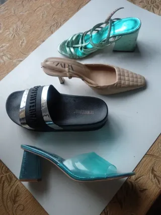 Zapatos ZARA Mujer Beige y Turquesa