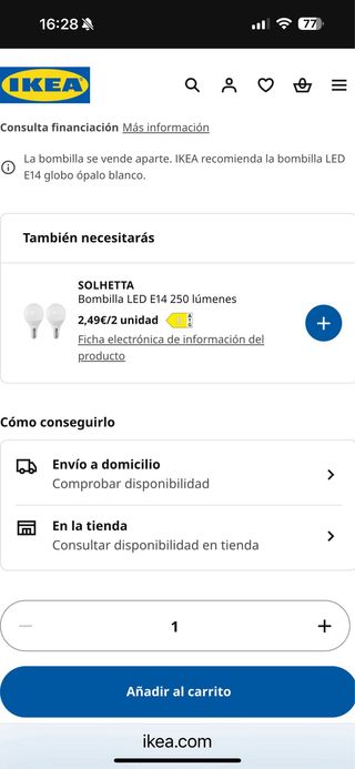 2 Lámparas Negras RANARP Ikea