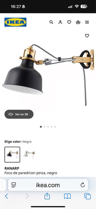 2 Lámparas Negras RANARP Ikea