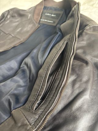 Chaqueta Zara Cuero Sintético Hombre L