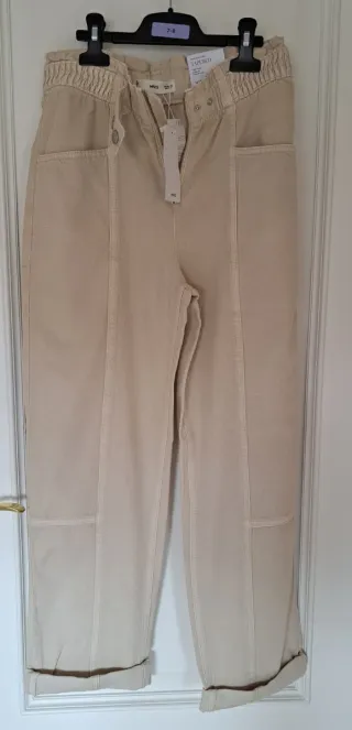 Pantalón Mango Mujer Talla XS Color Beige