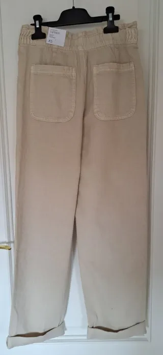 Pantalón Mango Mujer Talla XS Color Beige