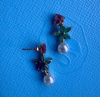 Pendientes Cristales Swarovski Flor Perla