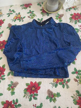 Blusa lentejuelas azul vintage ochentera