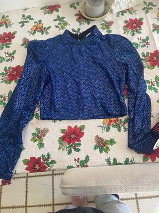 Blusa lentejuelas azul vintage ochentera