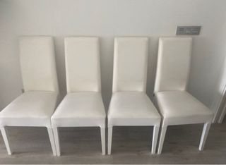4 Sillas Piel Sintética Blancas