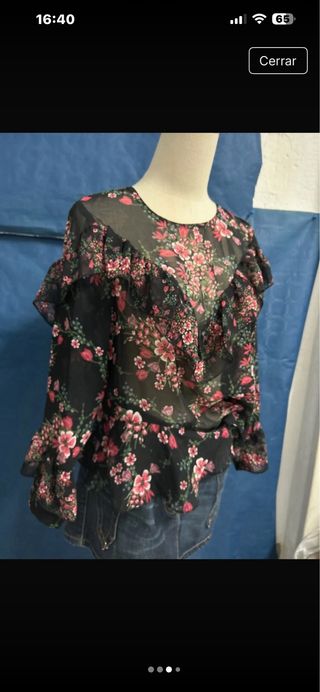 Blusa Zara Transparente Flores Talla S
