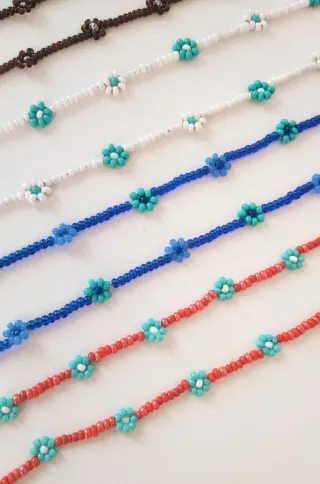 Girocollo perline in vetro - Fiori