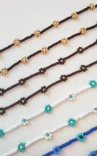 Girocollo perline in vetro - Fiori