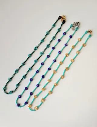 Girocollo perline in vetro - Fiori