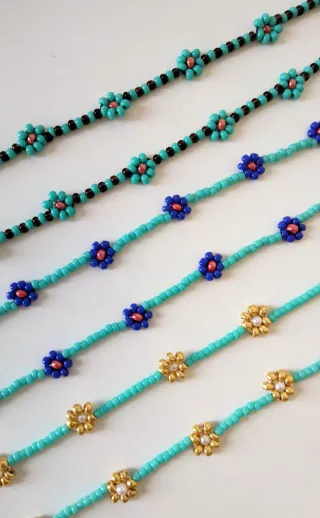Girocollo perline in vetro - Fiori