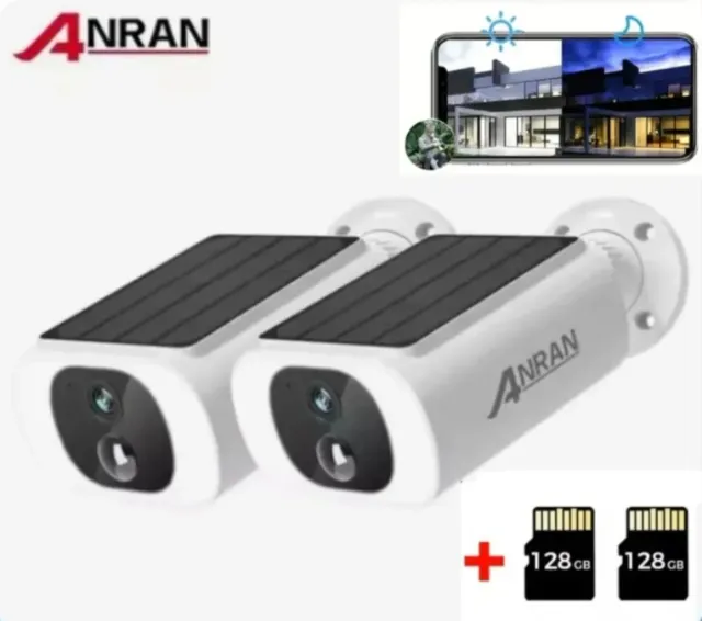 2 Telecamere di Sicurezza Solari Wifi con 128GB