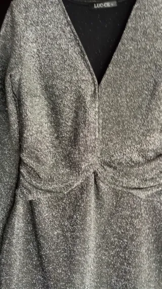 Vestido fiesta Brigitte plateado talla L