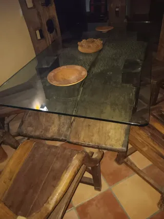 Tavolo da trebbiatura eccezionale in legno massello