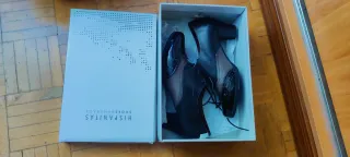 Zapatos Hispanitas cordones tacón negro/gris