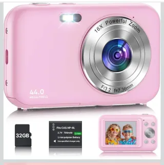 Cámara Digital Infantil Rosa 44MP NUEVA