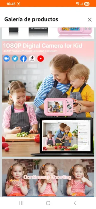 Cámara Digital Infantil Rosa 44MP NUEVA