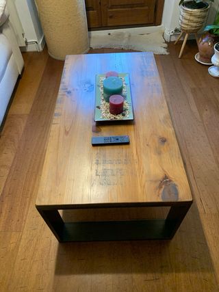 Mesa de centro industrial madera y metal