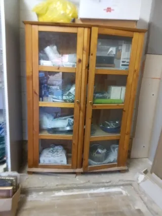 Armario rústico pino con cristal