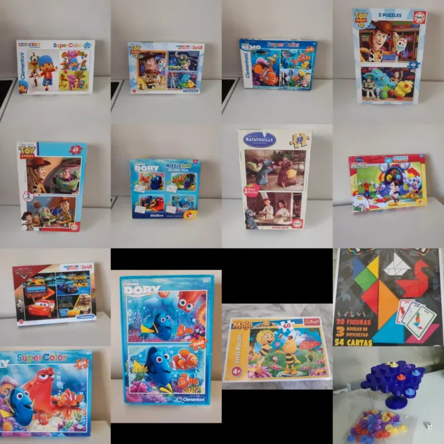 Lote de quebra-cabeças e jogos
