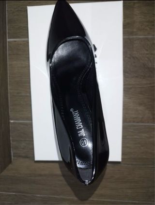 Zapatos de tacón charol negro y rosa talla 40