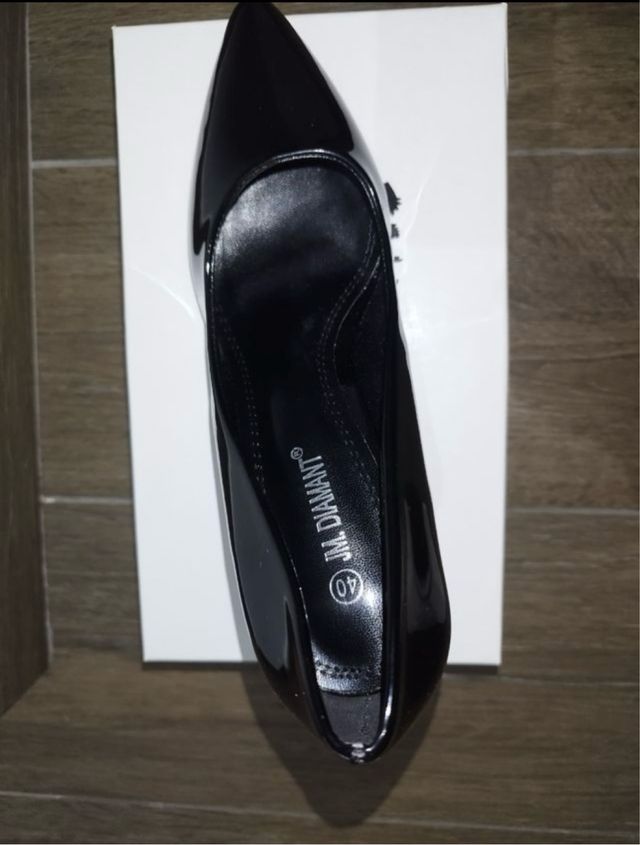 Zapatos de tacón charol negro y rosa talla 40