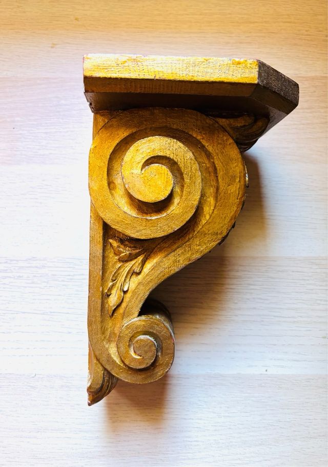 Antiguo pedestal/repisa pared ( ménsula)  madera